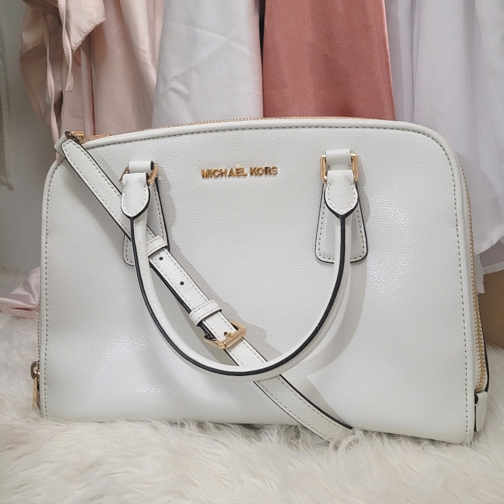 Optic White Michael Kors Reese Satchel